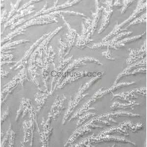 beaded bridal lace / pearl beaded lace / beaded lace fabric/ couture lace fabric // L22-447