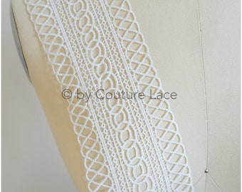 T20-105 // Boho crochet lace trim, geometric guipure lace trim, offwhite lace trim, bridal boho lace trim