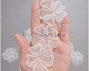 A20-193 // 30st. Lace bloemenpatch, naai 3D-bloem, 3D-bloemkantapplicatie, 3D-kantbloem, trouwjurkkantapplicatie, bruidskant