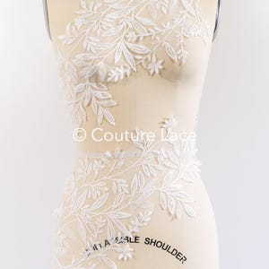 Applicazione romantica bianco sporco/toppa da sposa con fiori e paillettes/applicazione in pizzo per abito da sposa/applicazione toppa da sposa// A24-386
