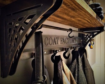 Industrial Coat Rack (with shelf)