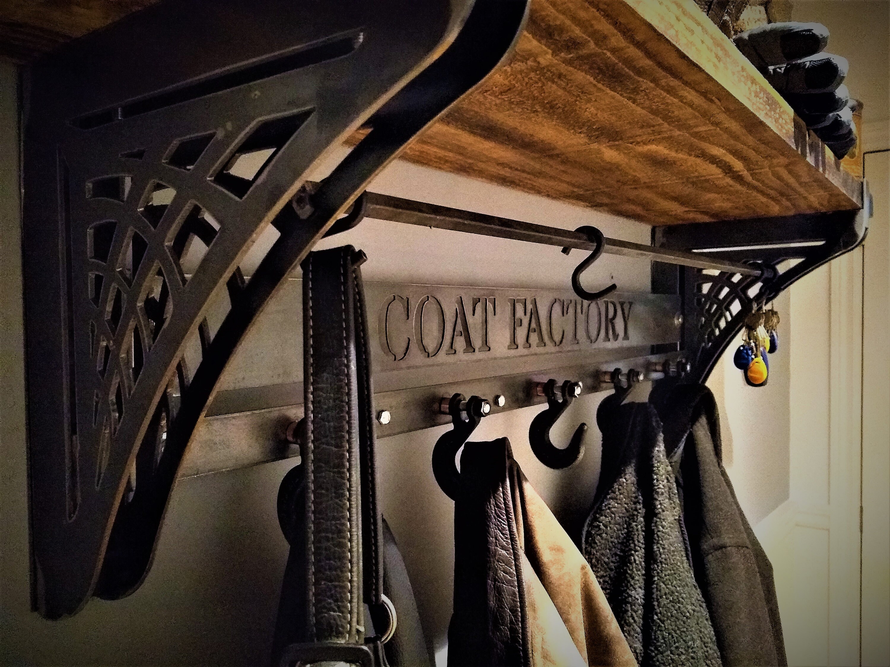 Industrial coat rack with shelf hotsell