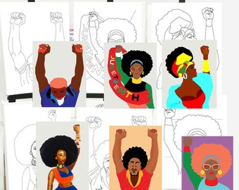 DIY Paint and Sip Canvas - Juneteenth Art Canvas Kit - Black History Celebration  Bubalapa Painting Kit - (6 pack), 24 paint pots