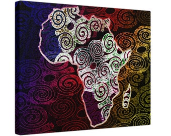 Africa Map Adorned - Matte Canvas, Stretched, 0.75"