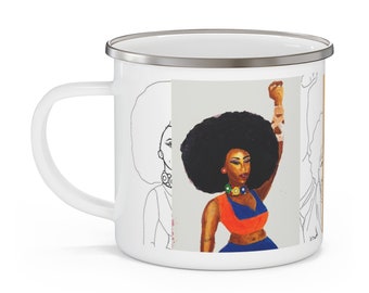 Fist Up Black History Enamel Mug