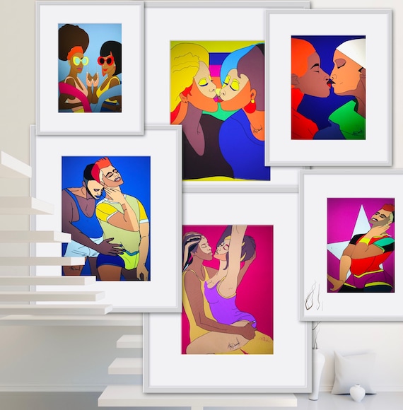 VOCHIC Kit de pintura en lienzo predibujado para pintar para adultos  lesbianas gay cosas orgullo arco iris LGBT fiesta kits de pintura y sorbo
