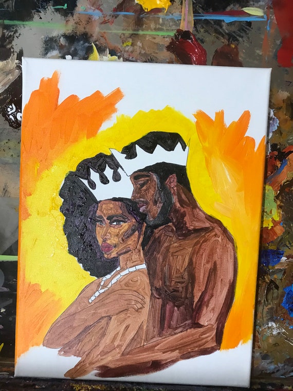 Afro King Paint Party Kits Pre Drawn Canvas Paint and Sip for Adults