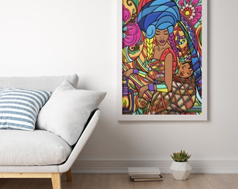 Mama Africa lullaby Art Print in Framed canvas