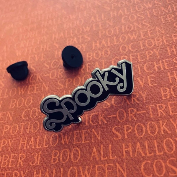 SPOOKY PIN - Goth hard enamel pins lapel badge - retro 80s doll toy style girlie spoopy gothic darkling alt Halloween - Vegan Power Fright