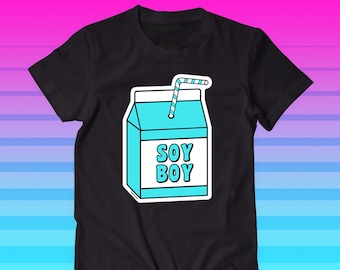 Soy Boy T Shirt - Vegan Humor soya milk carton tee shirts - Beta Low T humour vegetarian veganism pride queer LGBTQ Drink Plants - Power Co