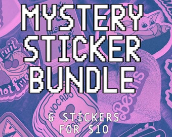 MYSTERY STICKERS BUNDLE - Grab Bag Vinyl Sticker Pack - Choose Vegan or Spooky - Blind Bag Decal holiday gift set - Plant Based Foodie Goth