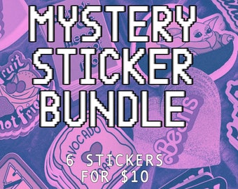 MYSTERY STICKERS BUNDLE - Grab Bag Vinyl Sticker Pack - Choose Vegan or Spooky - Blind Bag Decal holiday gift set - Plant Based Foodie Goth