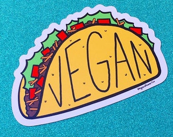 VEGAN TACO MAGNET - vegan tacos fridge magnetic decal - fast food vegan foodie - tacos tuesday taco lover Mexican food gift - Vegan Power Co