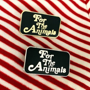 FOR THE ANIMALS Enamel Pin Choose Silver or Gold color Vegan Lapel Pin Badge Veganism Plant Based Vegan Power Co image 3