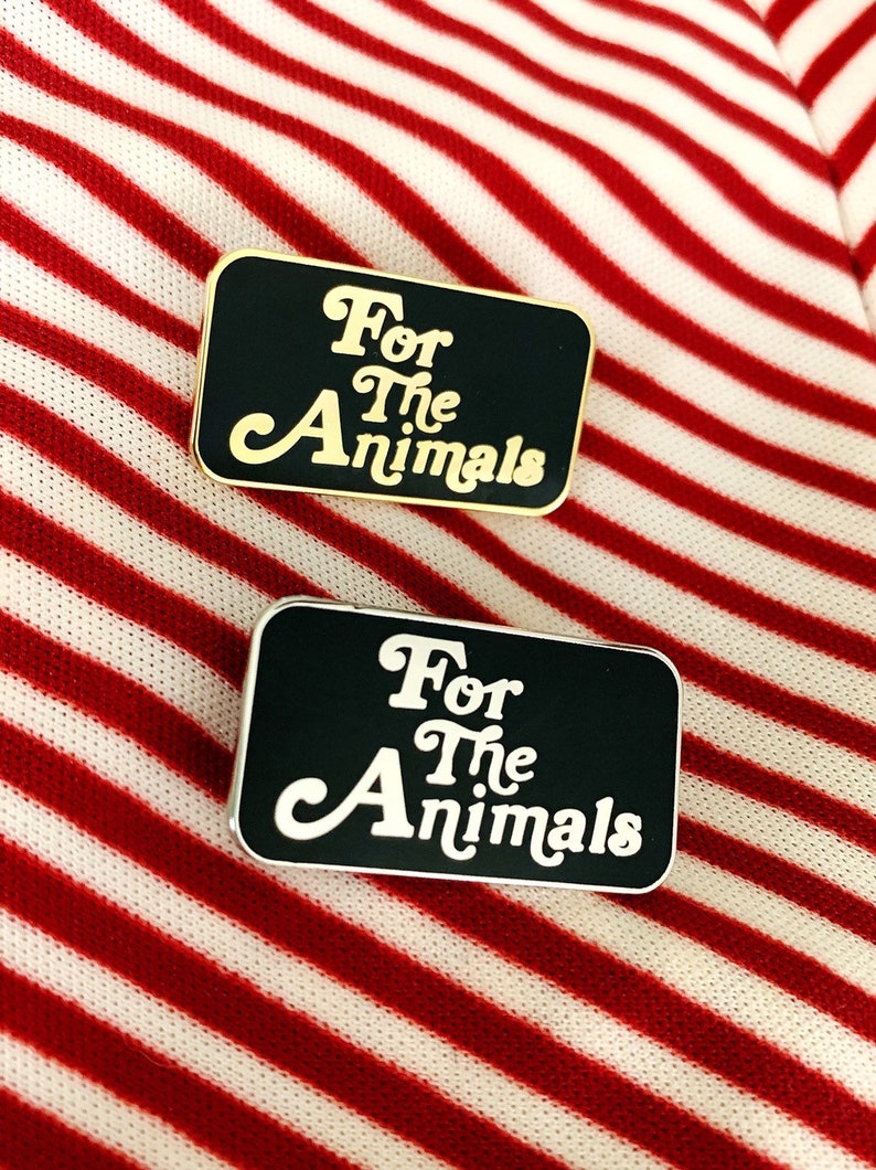 FOR THE ANIMALS Enamel Pin Choose Silver or Gold color Vegan Lapel Pin Badge Veganism Plant Based Vegan Power Co image 3