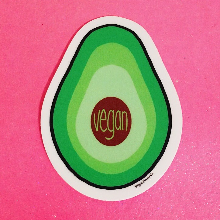 VEGAN AVOCADO STICKER - Die Cut Lap Top Decal - Flask Bottle Bumper S…
