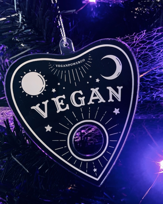 VEGAN PLANCHETTE ORNAMENT - Spirit Board style hanging acrylic charms - Goth Witch Spooky Horror Holiday Christmas Yule Creepmas decor gift
