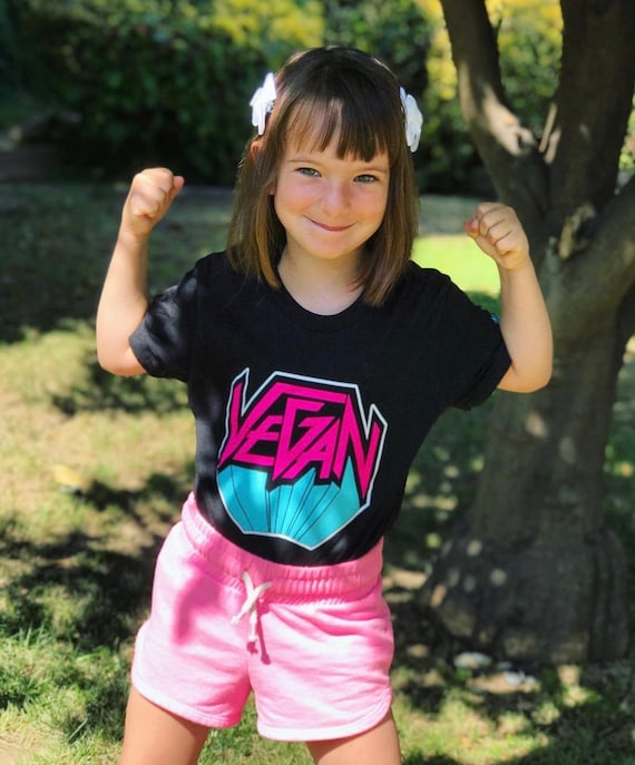 Vegan Kids T Shirt 80s Retro Vegan Metal Logo Tee Youth Etsy