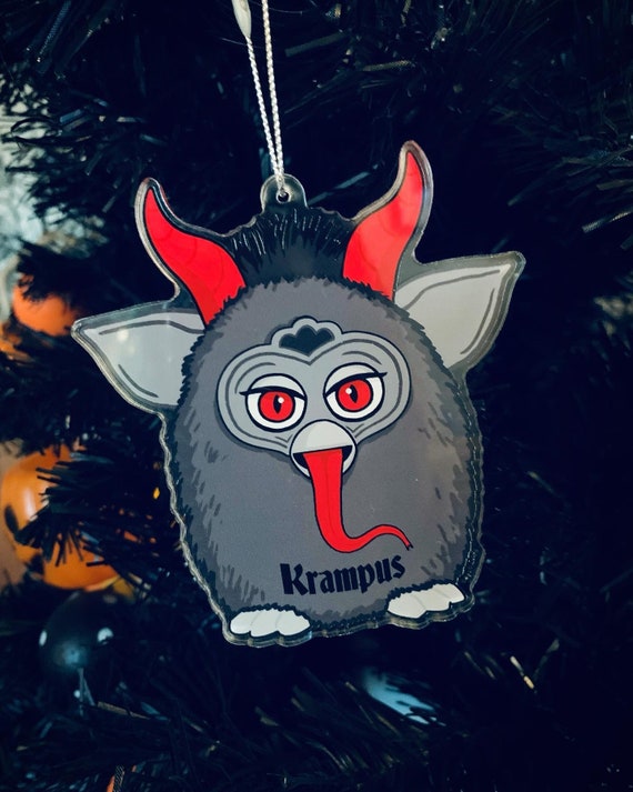 KRAMPUS MONSTER ORNAMENT - 90s toy style acrylic hanging charm - Gothmas Christmas Creepmas Yule Spooky Horror Holiday decor humor gift