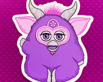 BaFURBmet Sticker - Baphomet Furb 90s doll style vinyl decals Hail Satan pentagram pastel goth creepy cute evil cursed toys gothic satanic