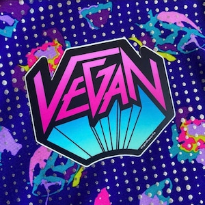 VEGAN METAL STICKER - 80s Rocker Band Logo style vinyl decal stickers - Glam Rock Metalhead Synthwave Vaporwave plant based gift - Power Co