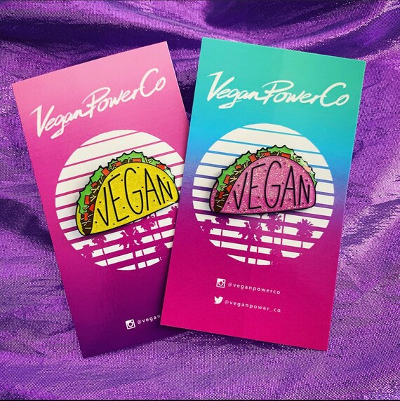 VEGAN PINK TACO Glitter Enamel Pin 