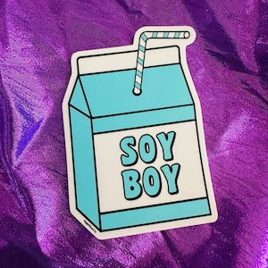 SOY BOY STICKER - Milk Carton vinyl decals Soymilk Vegan meme humor Non Dairy Anti Dairy Man Femboy girl femme masc gender pride - Power Co