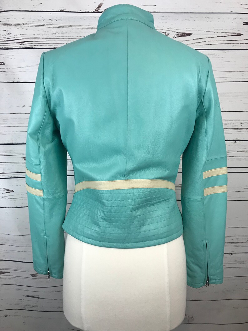 Vintage 90s Teal Leather Jacket Teal Blue Turquoise Leather Jacket ...