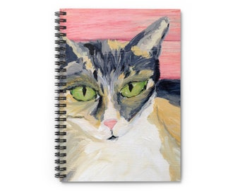 Calico Cat Spiral Bound Notebook, 8”x10” Lined Notebook