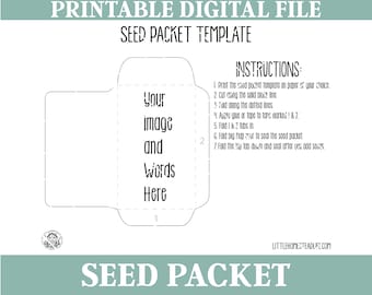 Custom Printable Seed Packet, Seed Envelope, Digital Print at Home, JPG and PDF