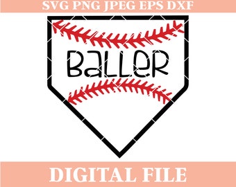 Baller Baseball SVG Design: Iron On Transfer, Cricut & Cameo (Digital Download)