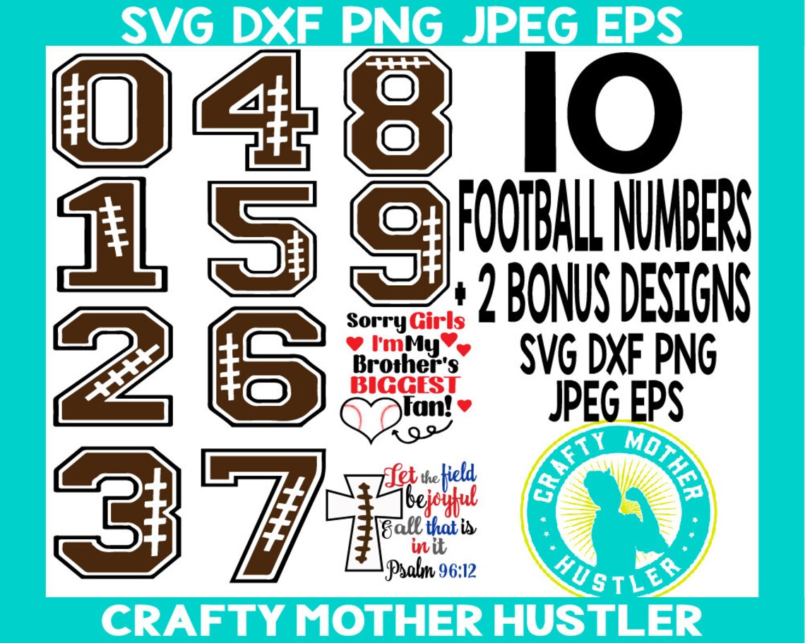 10 Football Varsity Numbers Svg Designs 2 Bonus Svgs Svg Etsy