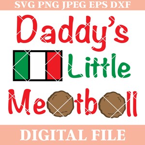 Design SVG da pequena almôndega do papai, ditado italiano, Silhouette Cameo, Cricut svg, transferência Iron On, arquivo de corte dxf