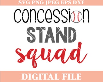 Concession Stand Squad SVG: Baseball Iron On Cutting File (Digital Download)