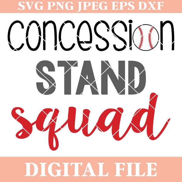 Concession Stand Squad SVG, baseball svg, baseball cutting file, cameo cutting files, cricut svgs, crafty mother, baseball iron on, dxf, eps