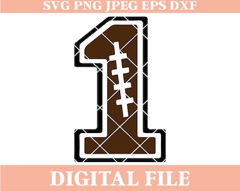 Football Varsity Number 1 SVG: Cricut & Silhouette Cutting File (Digital Download)
