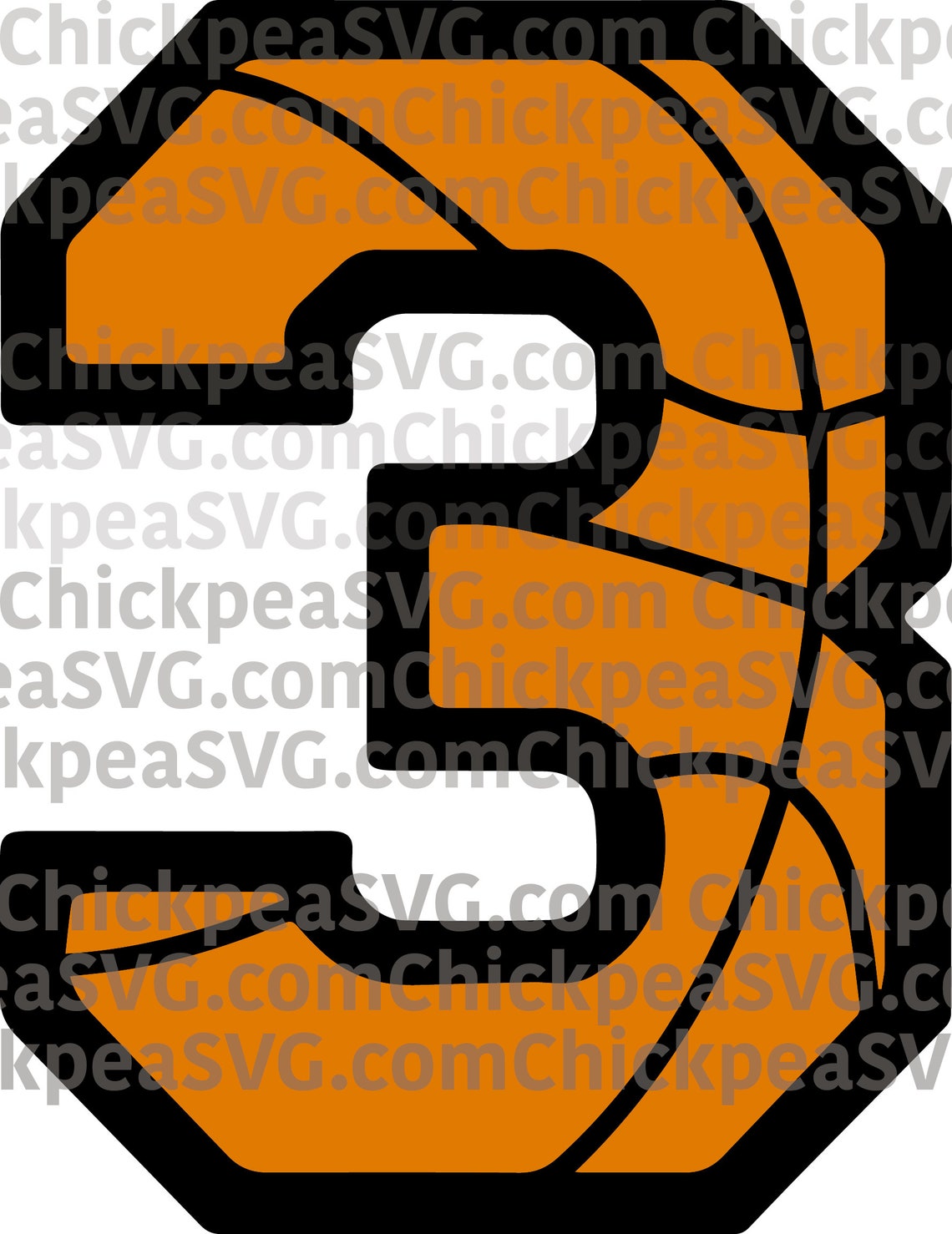 Basketball Number Three SVG Design 3 varsity number Etsy