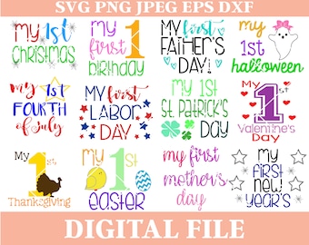 Baby First Holidays SVG Designs: 12-in-1 Bundle (Digital Download)