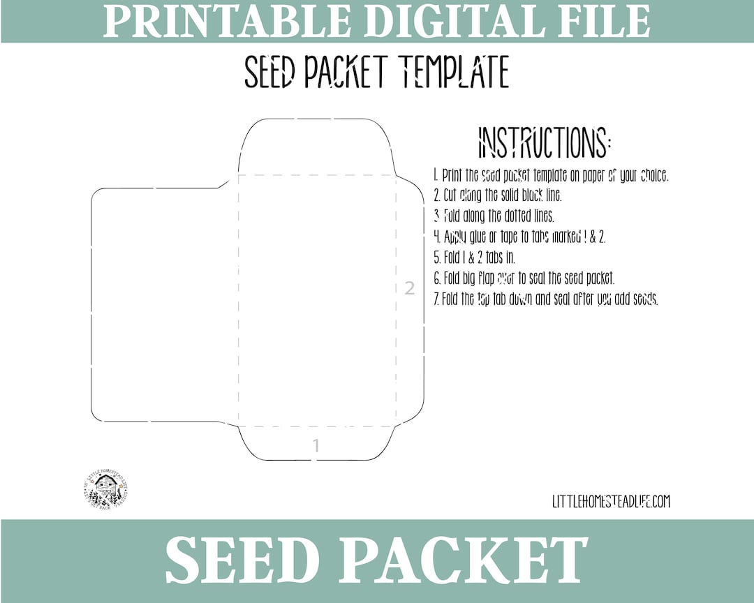 Blank Seed Packet Template, Add Your Own Image or Words, Printable