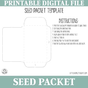 Blank Seed Packet Template, Add Your Own Image or Words, Printable, Print at Home JPG and PDF Files