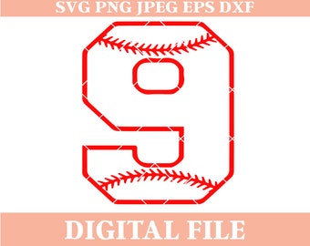 Baseball Number Nine SVG: Varsity Iron-On Design (Digital Download)