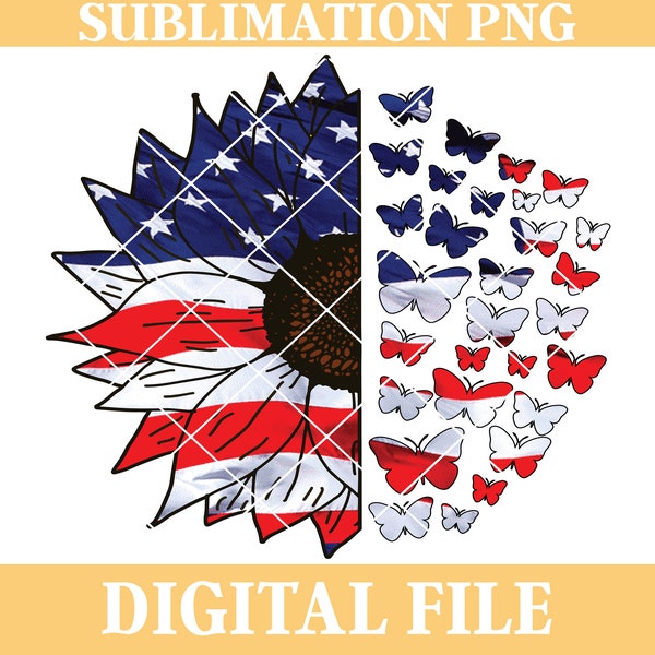 American Flag Freedom Butterflies PNG Design, patriotic sunflower, america design, 4th of July, independence day, July 4th png, iron on