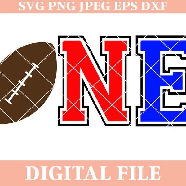 One Football SVG, football svg design, football iron on, baby football svg, dxf files, eps cutting files, png, birthday svgs