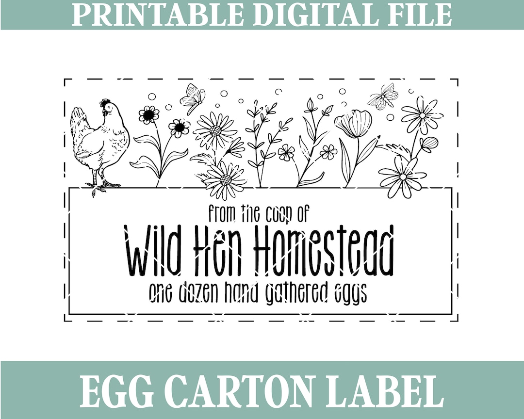 Custom Egg Carton Label: Homestead Chicken Coop Sticker (digital ...
