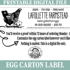 Custom Digital Egg Carton Label with Your Own Wording Designed Just for Your Small Farm, JPEG and PDF Files Included image 2
