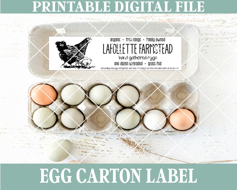 Custom Digital Egg Carton Label with Your Own Wording Designed Just for Your Small Farm, JPEG and PDF Files Included image 3