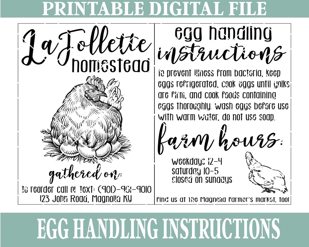 Egg Handling Instruction Card Printable Digital Download Customize And Personalize Etsy Egg Handling Instruction Card Printable Digital Download Customize And Personalize Etsy