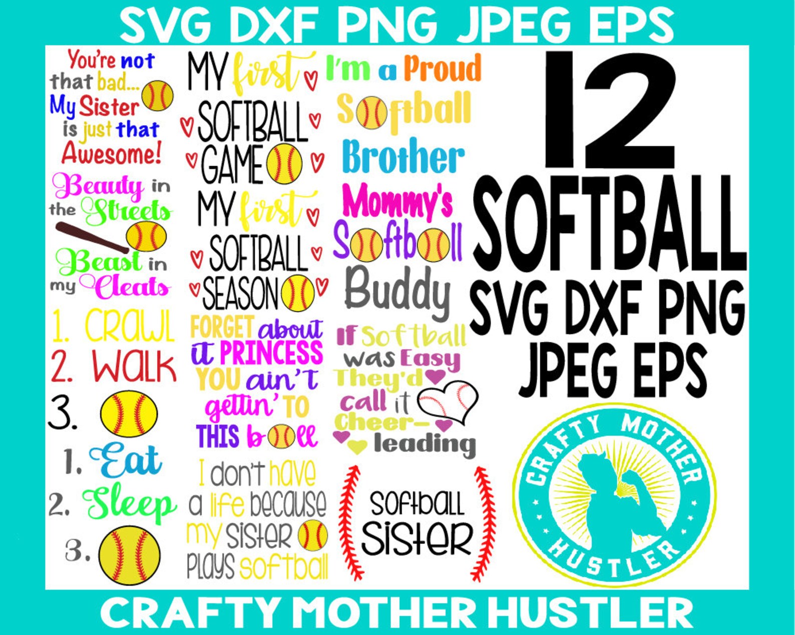12 Softball SVG Designs softball sayings softball iron on Etsy