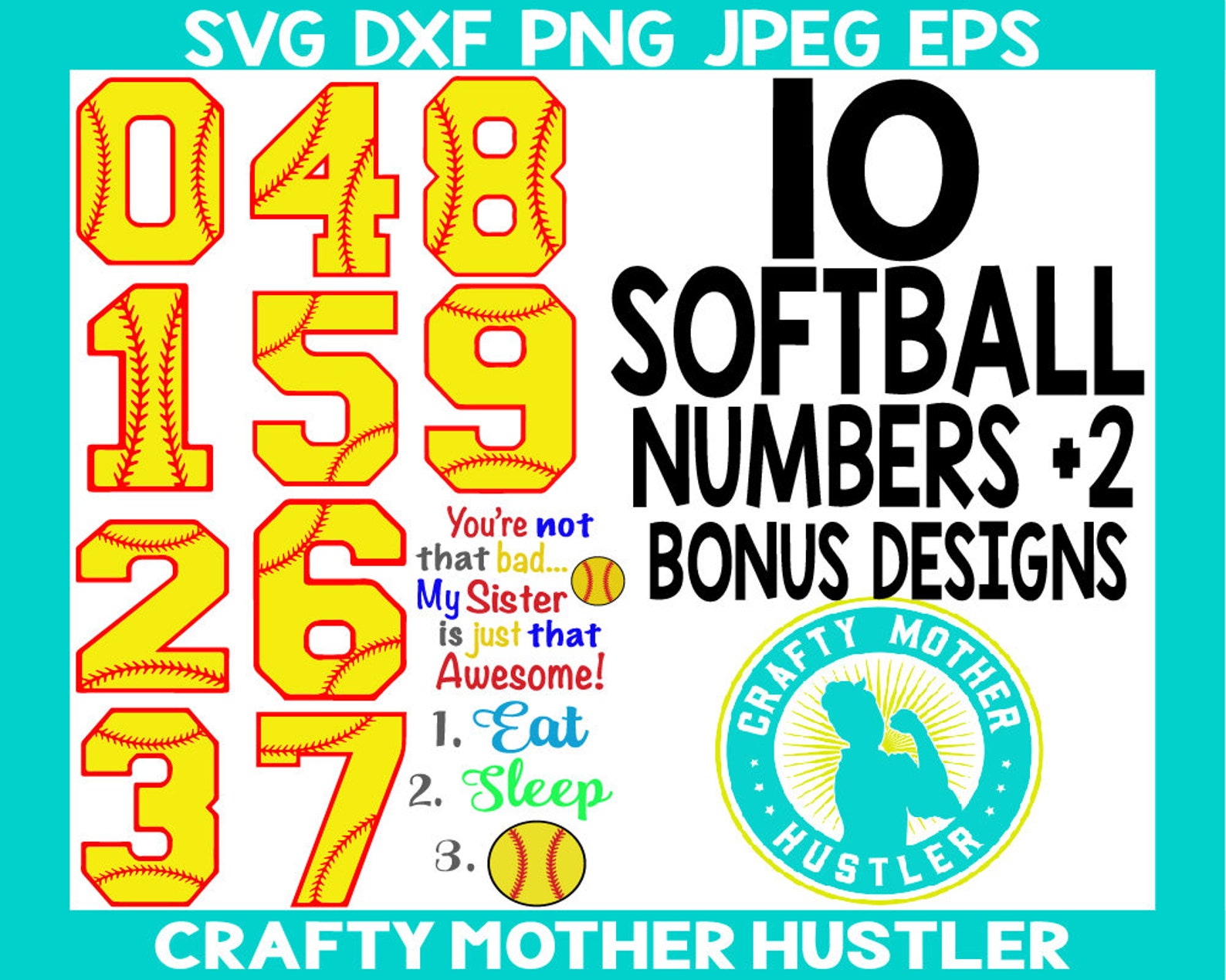 10 Softball Varsity Numbers plus 2 Bonus Designs softball svg Etsy