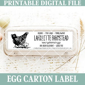 Custom Digital Egg Carton Label with Your Own Wording Designed Just for Your Small Farm, JPEG and PDF Files Included image 1